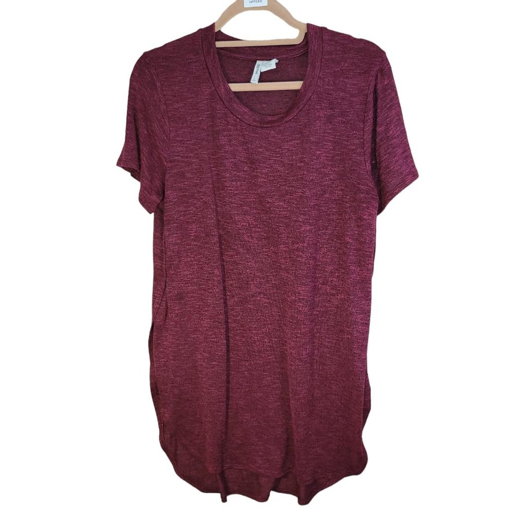 Mudd Maroon Heathered Short Sleeve Knit Sweater Women Size L